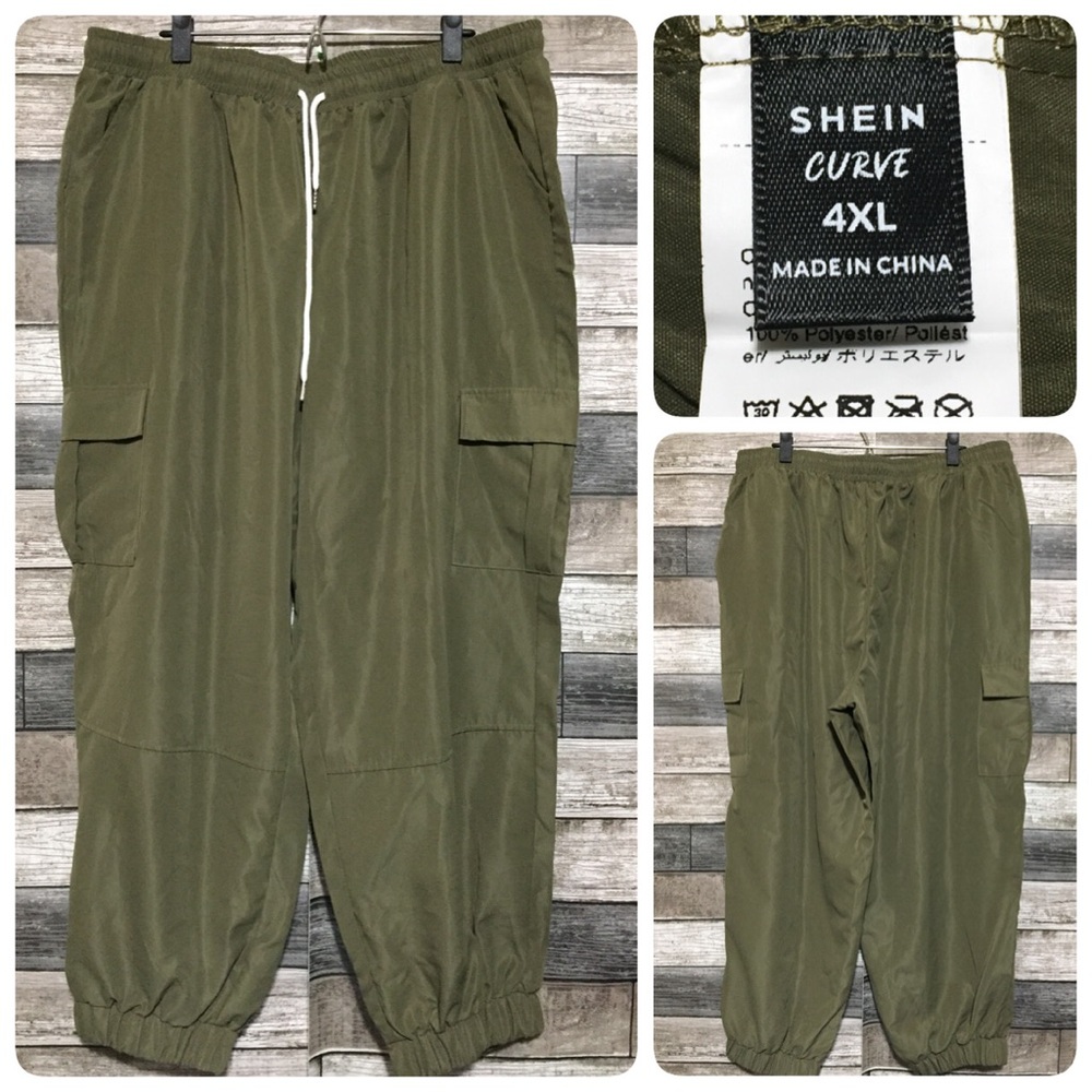 Shein Curve Cargo Jogger Pants Women’s 4XL Olive Green (Inseam 27)